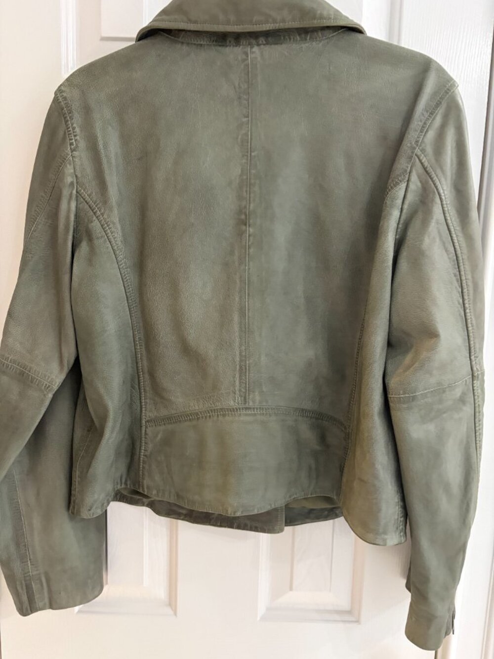 Lucky Brand Classic Leather Moto Jacket - Oil Green - Large - Picture 9 of 12